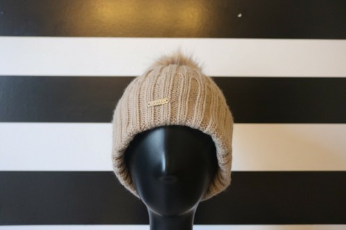Beanie Faux Fur Pom Pom Cap Brown 