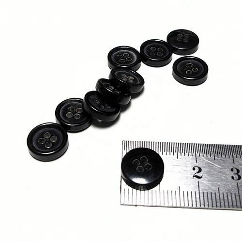 A Lot of 10 Genuine Horn Buttons for Suit, Jacket, Blaze 4-Hole Flat Black - Picture 6 of 19