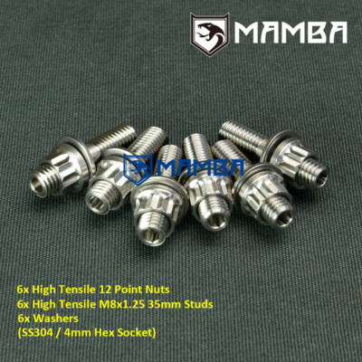 MAMBA CNC SS304 Turbo Dump Pipe Stud Kit For FORD FALCON BA BF FG XR6 (6 sets)