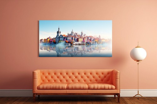 Porto City In Portugal Canvas Print, Skyline Landmarks Colourful Abstract - Picture 6 of 10