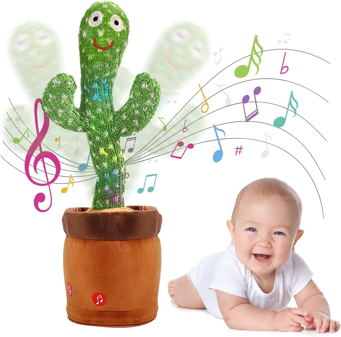 Cactus di Peluche,Cactus Danzante con Movimento Elettronico, Luci e 120 Canzoni.