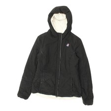 K-way Womens Black White Reversible Hooded Padded Jacket | Vintage Designer Vtg