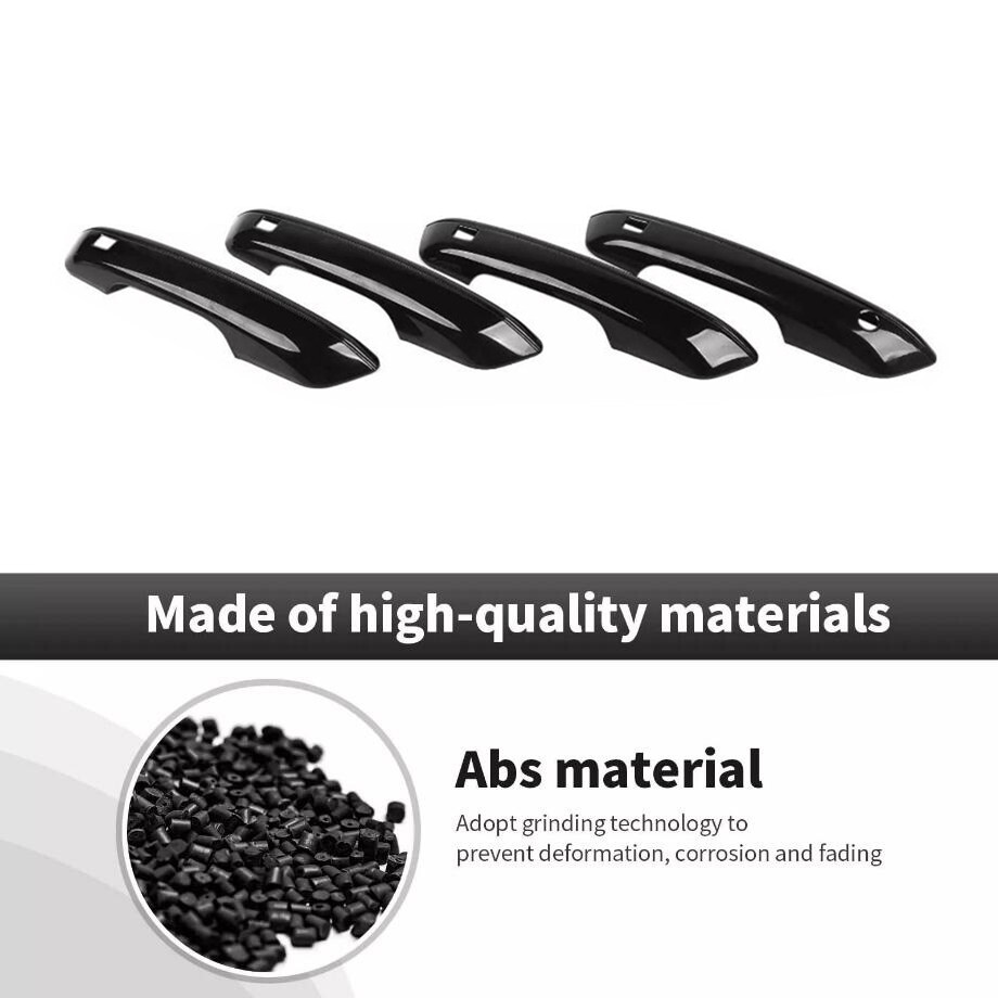 For 2022-2024 Jeep Grand Cherokee ABS Gloss Black Side Door Handle Cover Trim 4P