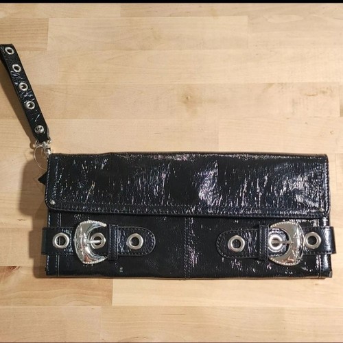 *RARE New* Glossy Black Wrist Bag Y2K BroHoe Vintage ♡ Kathy Van Zeeland - Picture 9 of 13