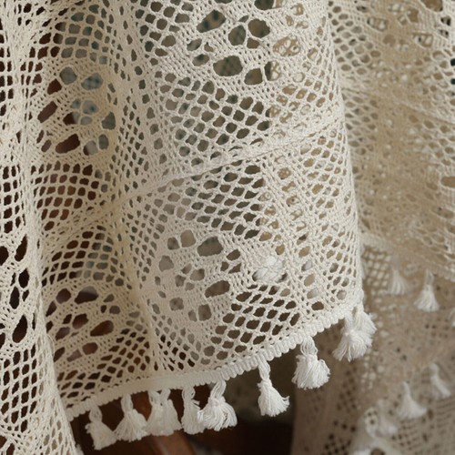 Vintage Tischdecke handgehäkelt Baumwolle Deckchen rund Spitze Tischauflage beige - Bild 11 von 68