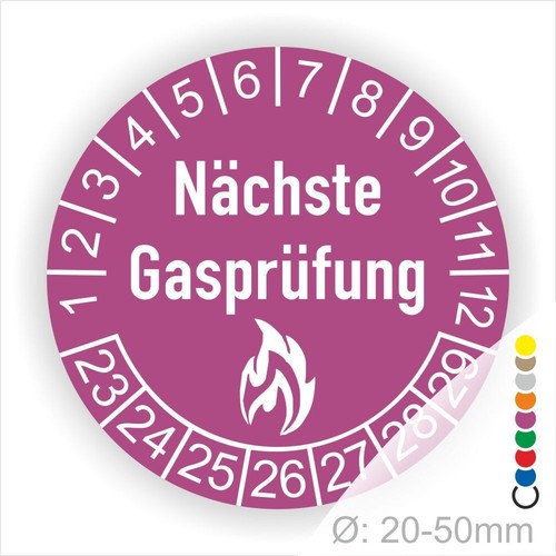 Nächste Wartung Gas Prüfung Prüfplakette Wartungsplakette Wohnmobil Ø:20-50mm - Bild 6 von 15