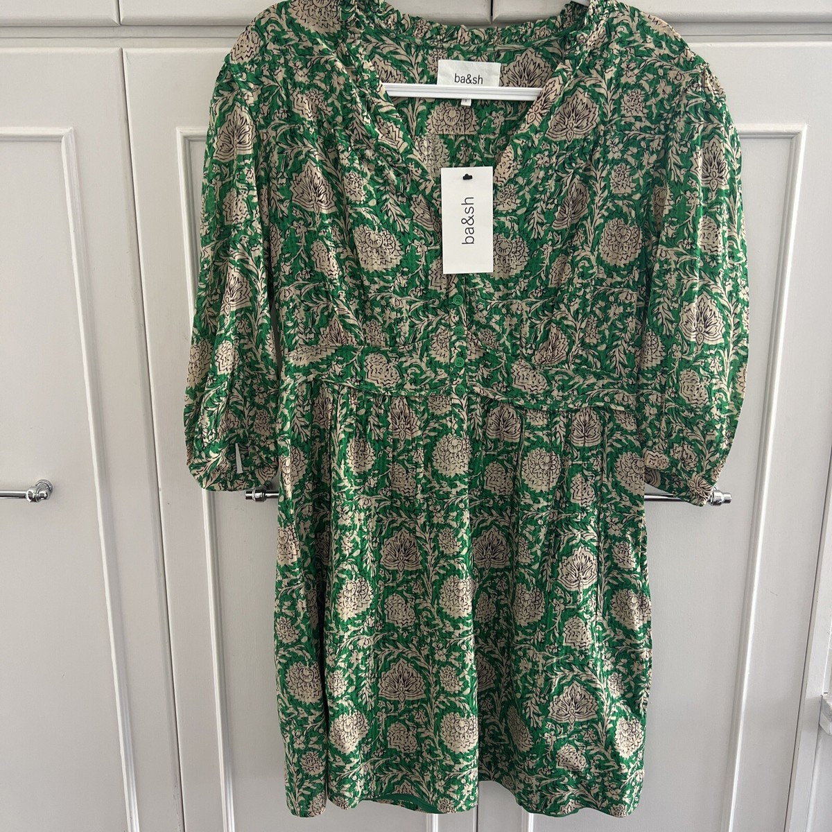 ba&sh Paz Floral Shirtdress, Size Small in Vert at Nordstrom ba&sh Paz Floral Shirtdress, Size Small in Vert at Nordstrom