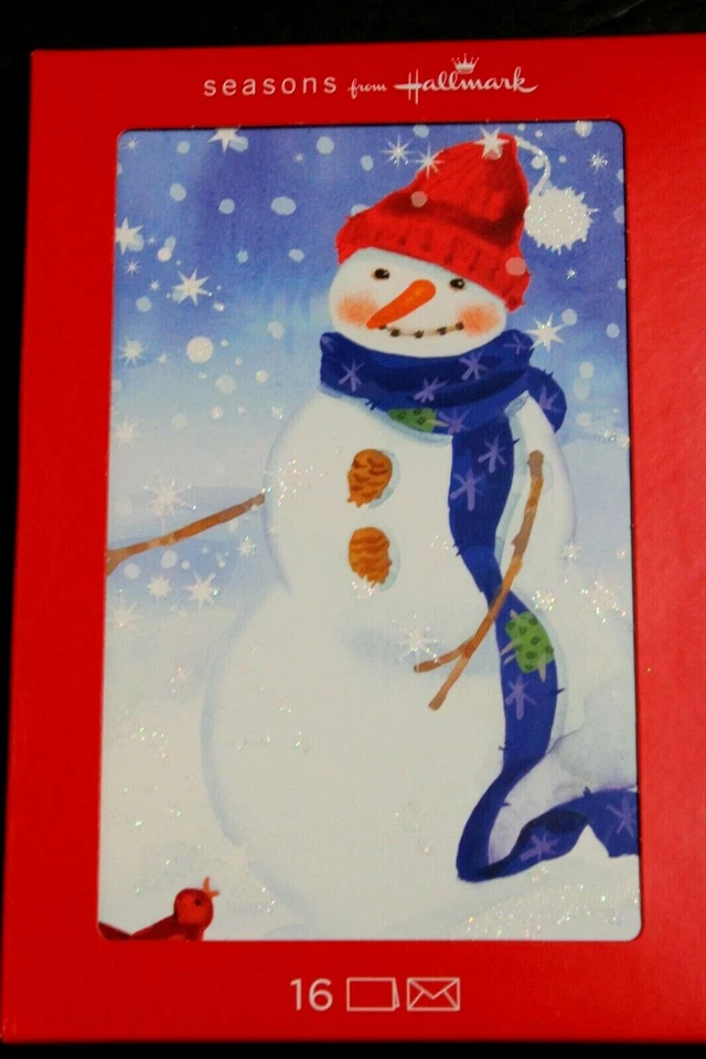 16 рождественских открыток Hallmark Seasons коробка из 16 «Счастливых праздников» снеговик - Изображение 2 из 4
