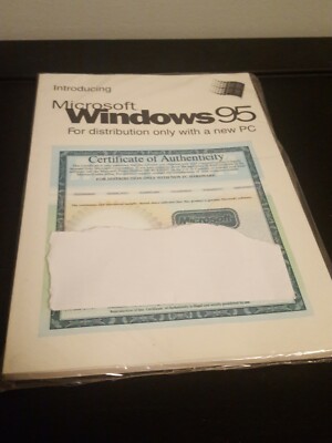 Microsoft Windows 95 Certificate Of Authenticity & Product ID - NO CD INSIDE