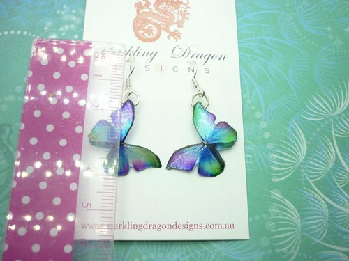 Little Butterfly Earrings Green, Blue, Purple - Fairy Jewellery, Fun Gift for - Picture 6 of 8