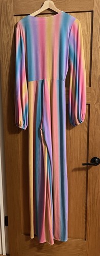 Goodtime USA Women’s Pantsuit Jumpsuit Pastel Rainbow XL Party Flare - Picture 4 of 13