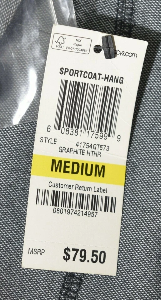 CHAQUETA ABRIGO DEPORTIVO BLAZER SLIM FIT BAR III PARA HOMBRE INVIERNO GRAFITO BREZO MEDIANA Foto 4 de 4