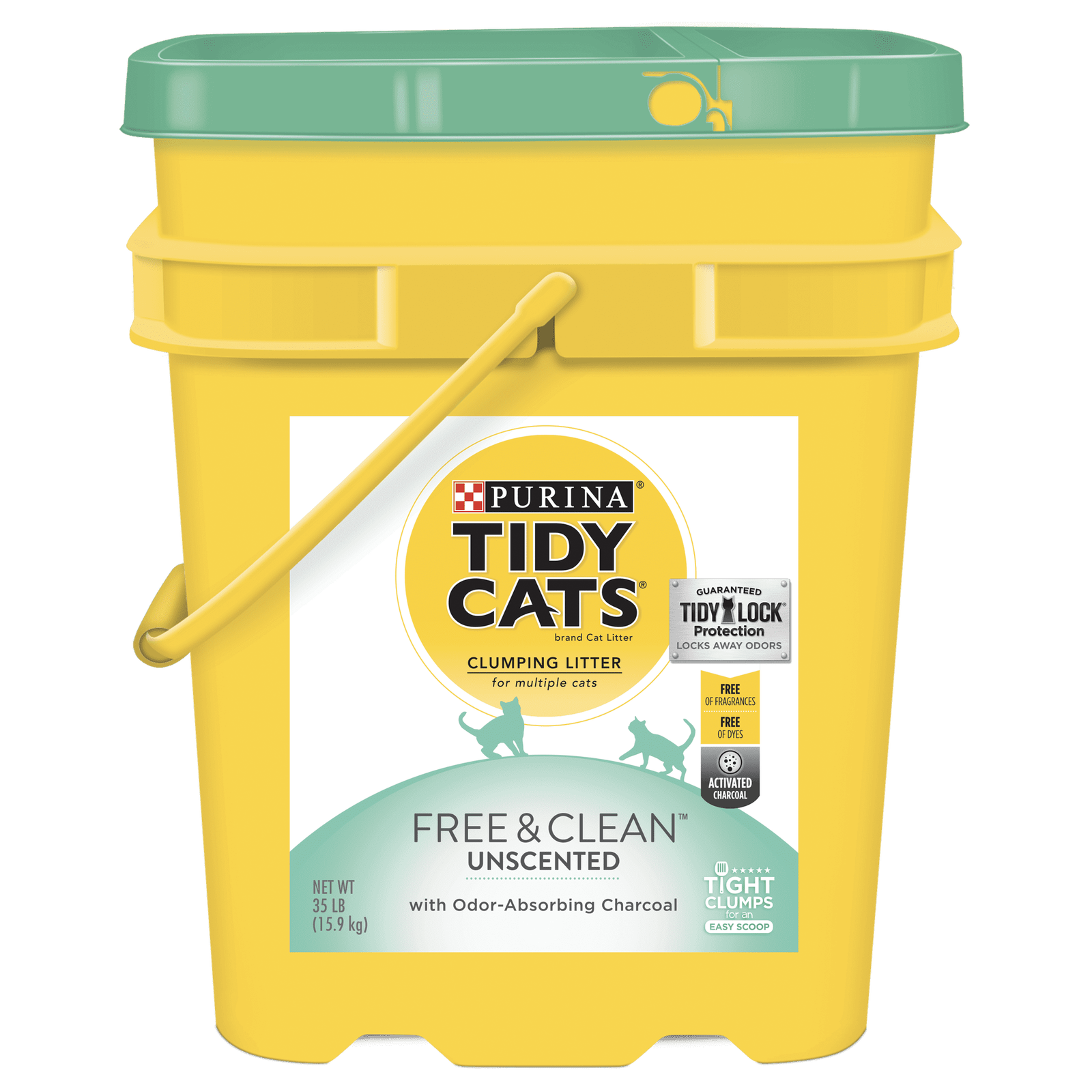 Purina Tidy Cats Multi-Cat Clumping Kitty Litter,Free&Clean Unscented,35 lb Pail