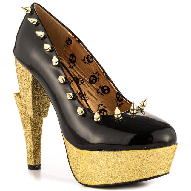 black and gold platform shoes