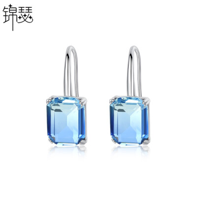 Colorful Zircon Classic Square Geometric Large Gold Plated Earrings For Women