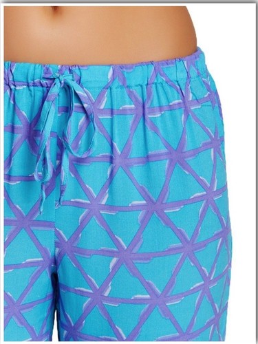 NWT $78 N NATORI 2pc PAJAMA SET SMALL Geo Diamond Blue/Purple 100% Rayon - Picture 4 of 6