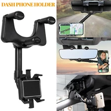 360°Car Rearview Mirror Holder Stand For-Mobile Cell Smart Phone GPS Phone Holde