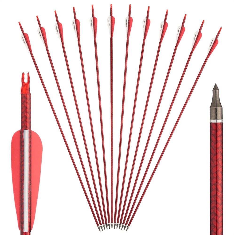 Archery 30" Carbon Arrows SPINE 500 for Compound Recurve Bow Hunting