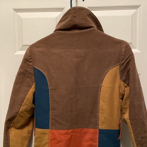 Vintage Multi Color Block Genuine Haedkesuede Suede Leather Jacket Hippie Coat - Picture 10 of 24