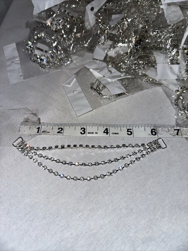 3 Row With Rhinestone Bikini Connectors Metal Chain Silver  - Picture 2 of 4