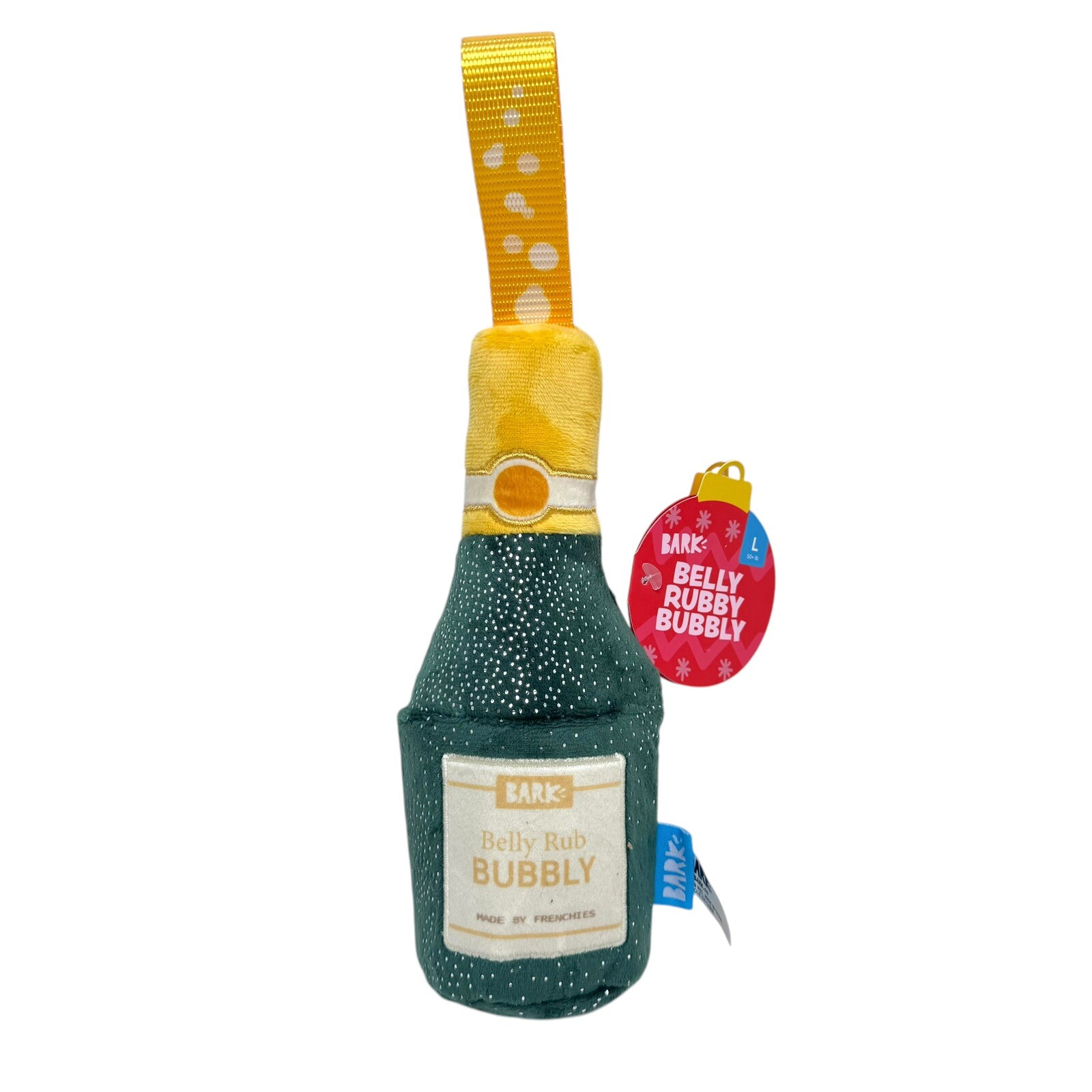 Bark Box Belly Rub Bubbly Champagne Dog Toy Made By Frenchies Large 50+ LB