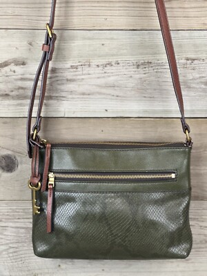 Fossil Fiona AVOCADO GREEN Eco Leather Snake Embossed Small  display picture 3