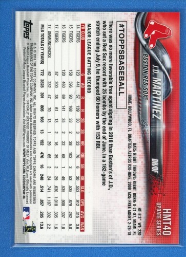 2018 Topps Chrome Update Pink Refractor #HMT40 J.D. Martinez Boston Red Sox - Picture 2 of 2