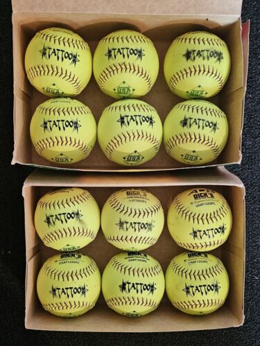 Dicks A.D. Starr Tattoo Used Slow Pitch Softballs ASA/USA 12 Inch 12-Pack