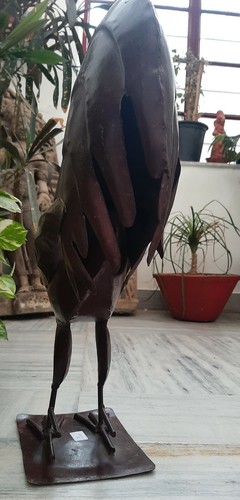 Vintage Iron Metal Cock Statue Hand Painted Rooster Figurine Table Decorative - Picture 6 of 9