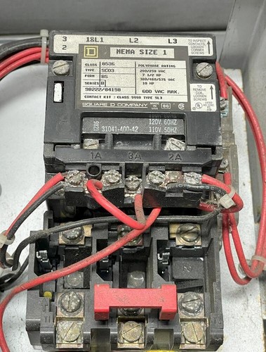 Square D MODEL 6 Size 1 FVNR Starter Bucket with 15 amp Thermal Mag Breaker with - Picture 4 of 8