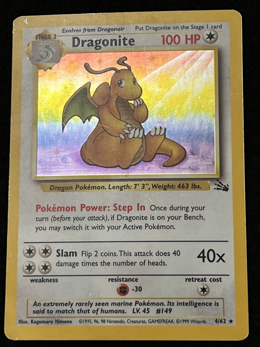 Pokemon DRAGONITE 4/62 (Holo Rare) Fossil - MP/Mod Play | eBay