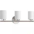 Replay 22 in. 3-Light Brushed Nickel Etched White Glass Vanity Light P2159-09