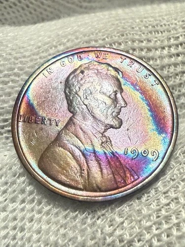 1909 VDB Philadelphia Mint Copper Lincoln Lustr AU +Wheat Cent High Grade Toned