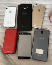 Old Broken iPhones Lot Of 6 Apple LG,IRIS,great Call