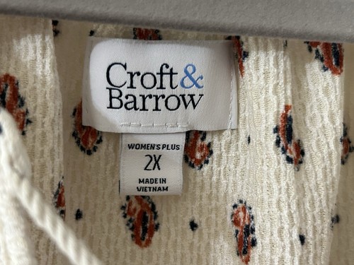 Croft And Barrow Talla 2X Paisley Pullover Túnica Ligera Top Otoño Carrera - Imagen 3 de 8