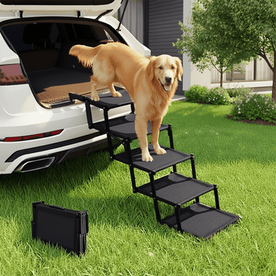 Foldable Dog Stairs for Large Dogs - Extra Wide Pet Ramp for Cars, SUV, Truck, N
