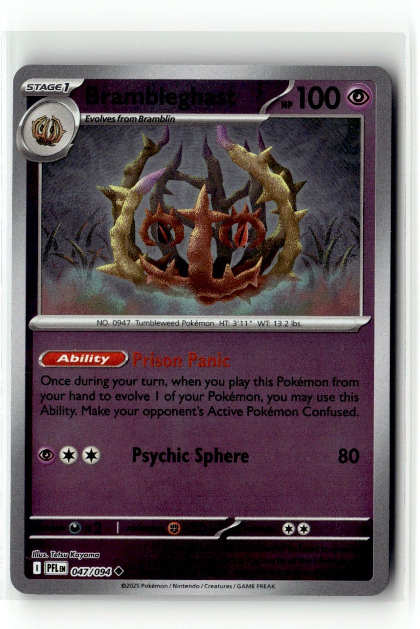 Brambleghast 47/094 Phantasmal Flames Reverse Holo 2025 Pokemon NM