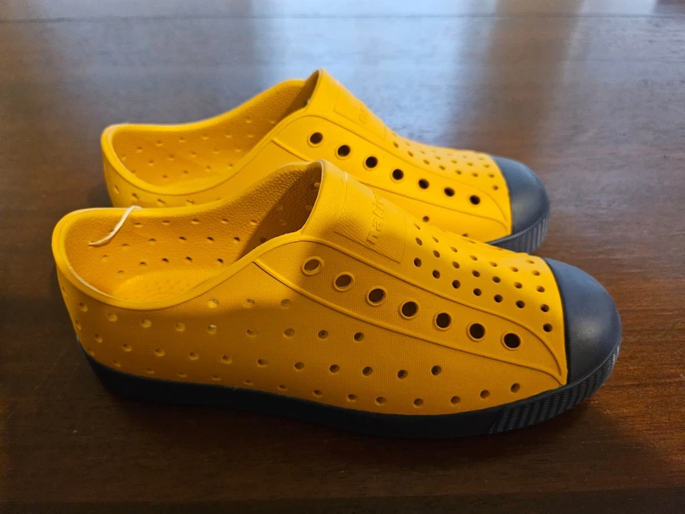 NATIVE SHOES JEFFERSON Sneakers Slip On Toddler Little Kids Yellow Blue J2 NWT! - Image 3 of 4