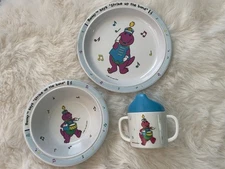 VTG Barney Strike Up the Band Selandia Dish 1992 Lot Plate Bowl Sippy Cup READ