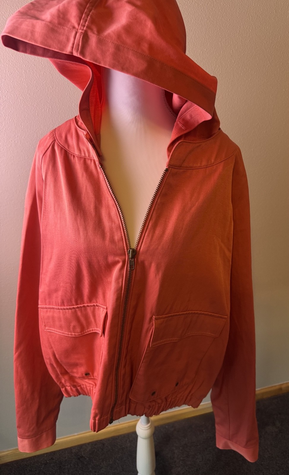 Simply Vera Vera Wang Coral Jacket Women XL Zip Up Removable Hood Casual Outdoor