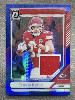 2024 Panini Donruss Optic Travis Kelce Blue Hyper Threads Jersey #DTB-TKE Chiefs
