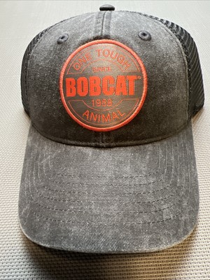 Bobcat Patch 1958 Trucker Hat Orange /Grey/ Grey Mesh Back  Snapback