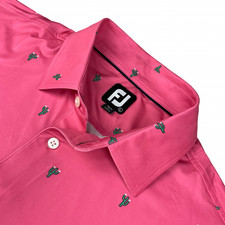 FootJoy Men  s Performance S/S Polo Shirt Pink/Cactus All-Over   Large