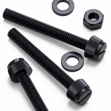 50x Black Nylon Slotted Knurled Thumbscrews M6 x 50 mm, Nuts  Washers