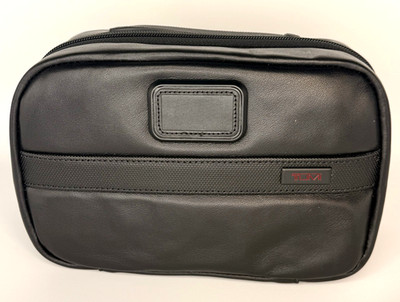 Tumi Alpha Genuine Leather Dopp Kit Toiletry Bag Black Men's Travel Organizer