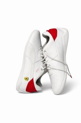 Puma Ferrari White Sneakers Men s Shoes Red Heel Logo Casual Athletic