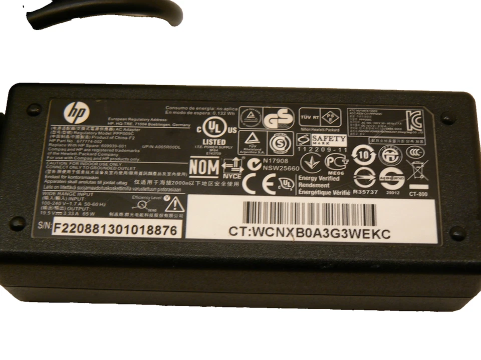 Genuine HP 65W AC Adapter | Model PPP009H / PPP009C | OEM Power Supply for HP - Image 2 of 4