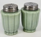 Pioneer Woman Salt & Pepper Shaker Set Timeless Beauty Jade Green Milk Glass Vtg