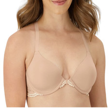 MAIDENFORM One Fab Fit Full Coverage Lace Racerback Bra sz 38C Sandshell Pearl