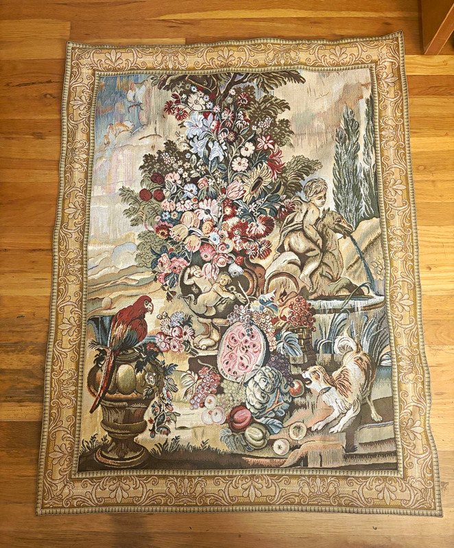Large Woven Pictorial /Multicolor wall tapestry 34x43"